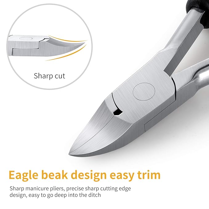 Toenail Clippers, Medical Grade Toe Nail Trimmer, Nail Clippers for Thick Nails or Ingrown Toenail Tool, Stainless Steel Sharp Pedicure Toe Nail Clippers Adult. (Black)