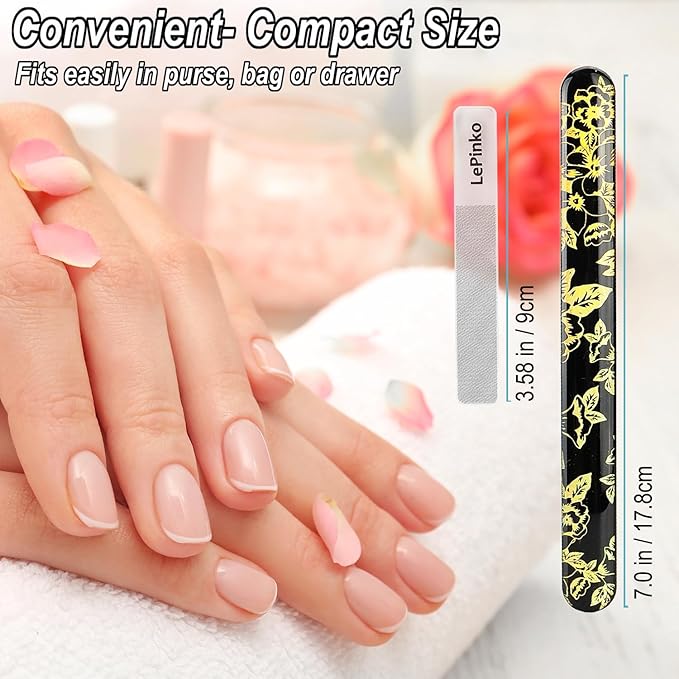 Diamond Nail File with Crystal Nail Shiner Set, Stainless Steel Nail File with Nano Glass Buffer, Metal Sapphire File with Nail Polisher, Professional Manicure Pedicure Kit for Salon Home and Travel