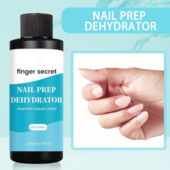 240ml/8floz Nail Prep Dehydrator for Gel Polish, Fast Dry Nail Primer, NaiL Dehydrator for Nails Art Design in Salon or Home Use