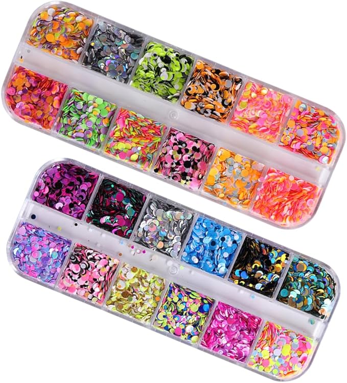 3 Boxes Circle Stickers Gem Stickers Round Nail Glitter Nail Decorations Glitter Paillette Nail Stickers for Nail Art Jewelry Kit Thin Nail Sequins Round Stickers Variety Decorate