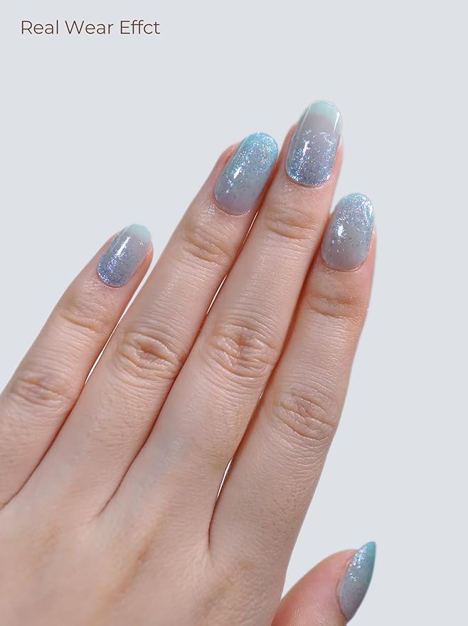 Semi Cured Gel Nail Strips - UV Light Gel Nail Stickers - 20 Long Lasting Salon Quality Wraps (Mojito Mint)