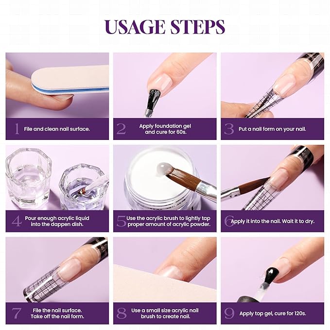 Acrylic Nail Kit with Drill: Complete Set with Everything for Beginners and Women at Home Salon - Including Clear White Pink Acrylic Powder and Liquid and Brushes for Extensions