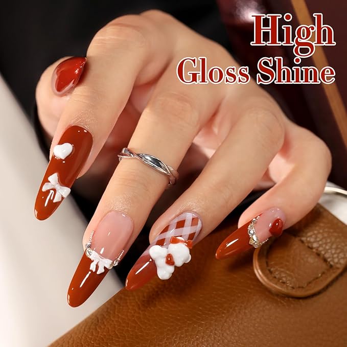 Double Rhythm 0.5 Oz Gel Nail Polish Neutral Natural Same Color Same Bottle Translucent Light Milky Pastel 15ML Manicure French Design Art DIY at Home (Red Brown-A1499)