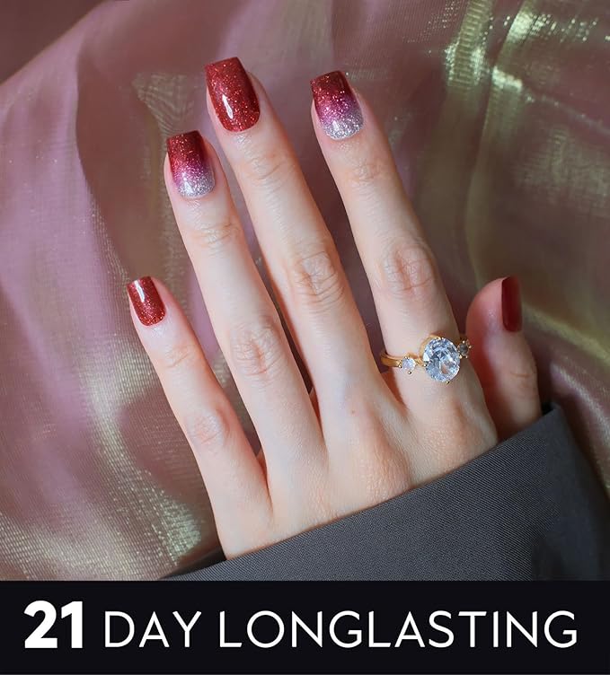 Semi Cured Gel Nail Strips - UV Light Gel Nail Stickers - 20 Long Lasting Salon Quality Wraps (Tropical Tango Orange)