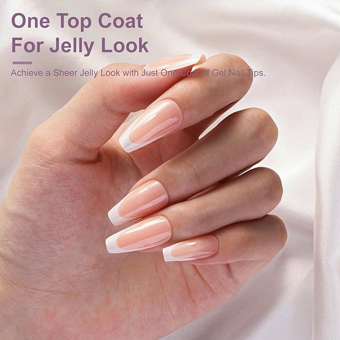 Gel French Tip Nails Long Coffin French Tip Press on Nails SXVME White French Nail Tips 300Pcs Pre-applied Tip Primer Natural Nude Fake Nails Extensions Gel Nail Kit for Women Girls DIY