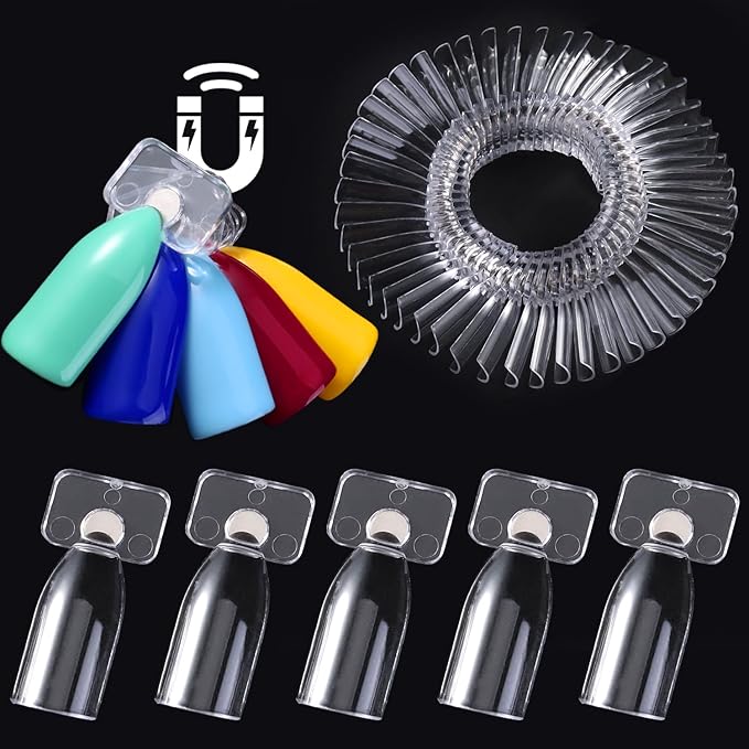 Magnetic Nail Swatch Sticks Set, Detachable Practice Nail Display Tips for Gel Polish, Nail Art Painting Swatches, Professional Manicure Salon Supplies, Muestrario de Uñas Magnético