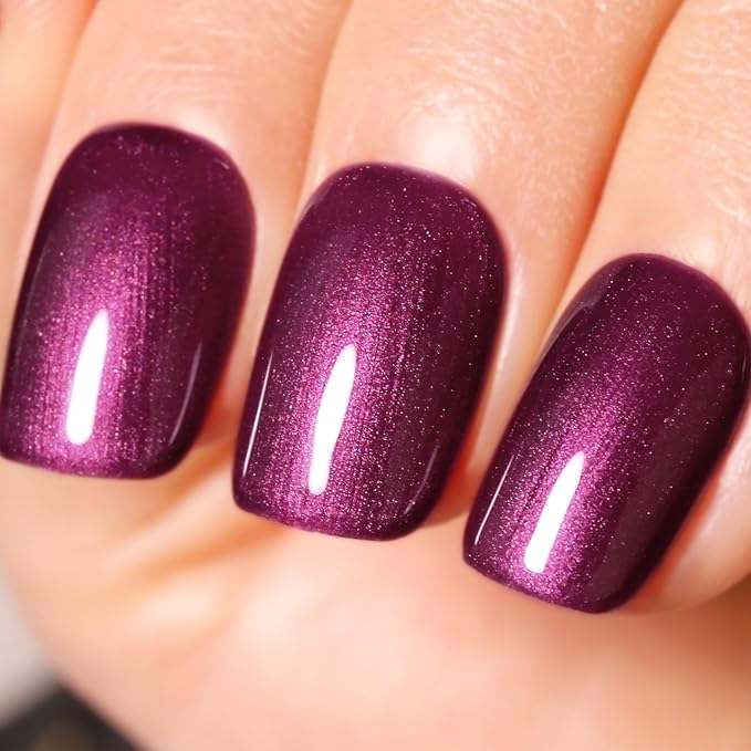 Pearl Wine Purple Glitter Gel Nail Polish - Sparkle Shimmer Fall Winter Soak Off LED UV Gel Nail Polish for Art DIY Manicure 15ML