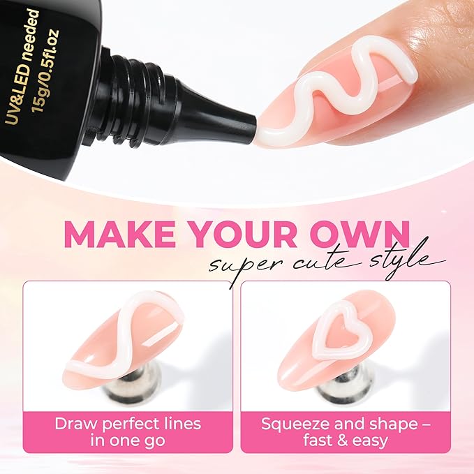 UNA GELLA Milky White 3D Gel Nail Art 15g, No Wipe Sculpting Gel Polish for Nails Tips, Chrome Nails Powder, Molding, Nail Charms and Gems Decoration, Lamp Curing Required DIY Art Salon at Home