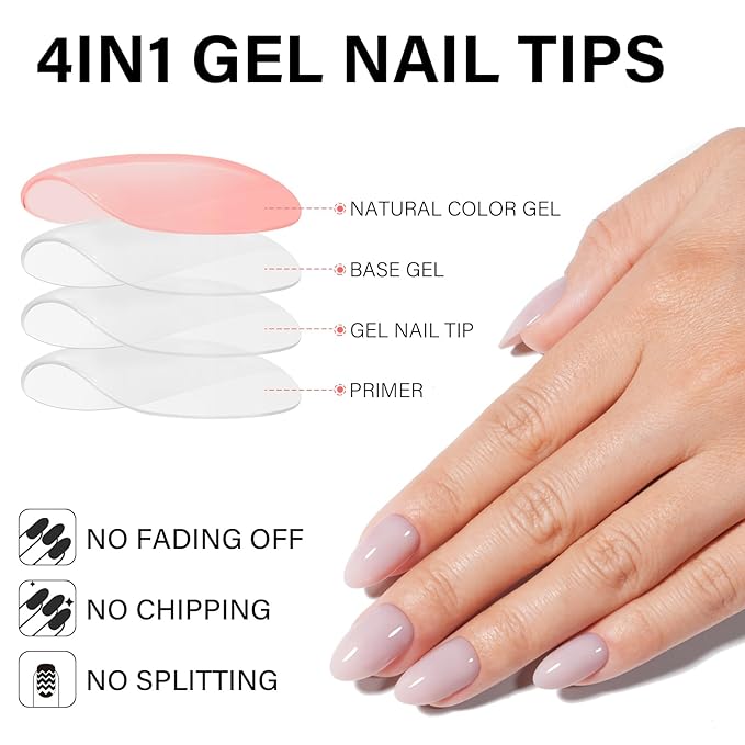 AILLSA RealFit Nude Tone Mixed Color Press On Nails Short Almond - 4 in 1 False Nail Tips Set Long Lasting Nail Extensions For Nail Art DIY 150 PCS