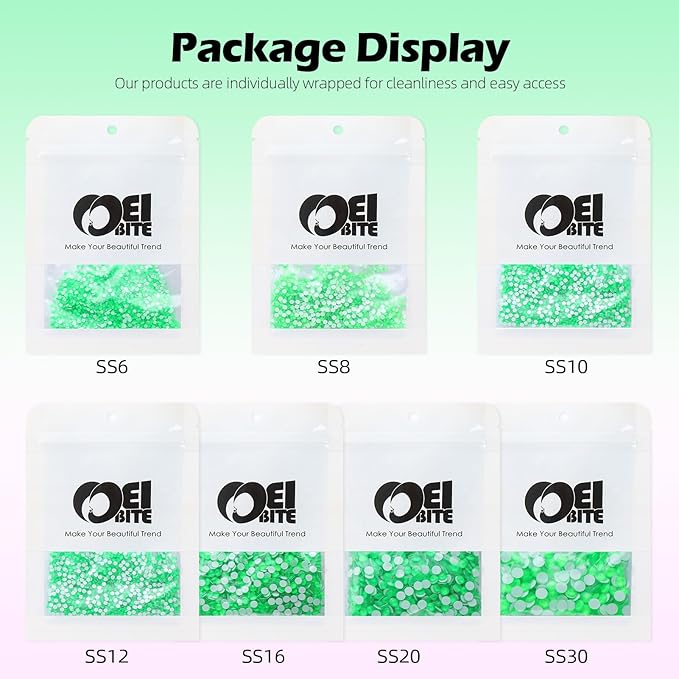 Neon Green Flatback Rhinestones, Glass Rhinestones for Nail Art and Craft, Glue Fix, Loose Crystal Gemstones(Neon Green, SS12, 1440pcs, 2.9-3.0mm)