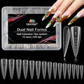EBANKU Dual Nail Forms for Poly Extension Gel, 450 PCS Pink Nail Forms Reusable Acrylic Nail Molds Sets, 15 Sizes Nail Extension Forms for Builder Gel Manicure Nail Art Design Salon DIY