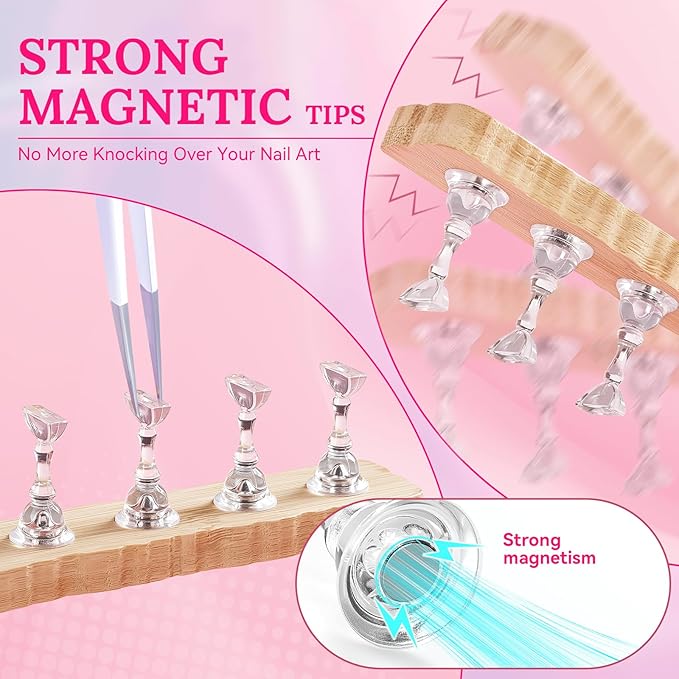 Nail Stand For Press On With Nail Art Brushes Nail Holder For Painting Practice Display Presson Nails Nail Art tools Set with Nail Dotting 3D Sculpting tools, Practice Kit Tech