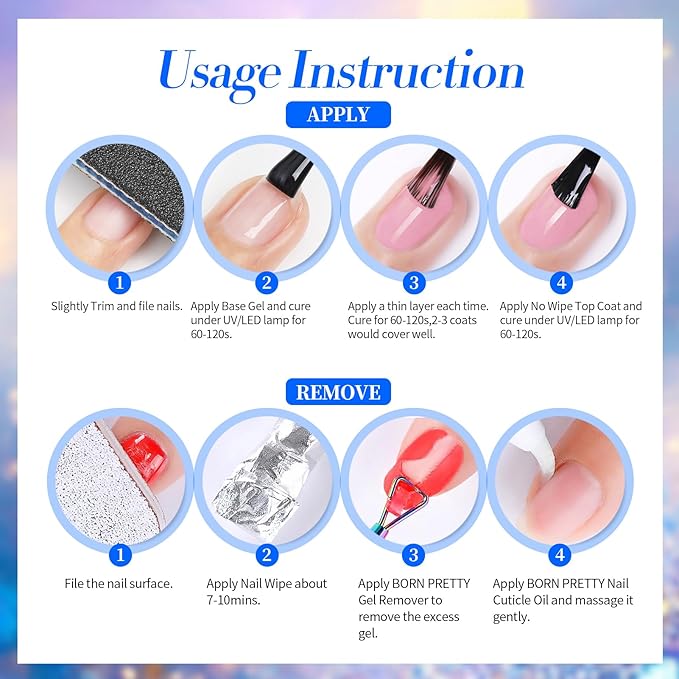 Born Pretty Chameleon Gel Nail Polish Set, 6 Colors Aurora Shimmer Glitter Gel Polish Kit Blue Green Purple Nail Gel Polish Long Lasting Set for Manicure and Nail Art, DIY at Home, Salon-Quality 7ml