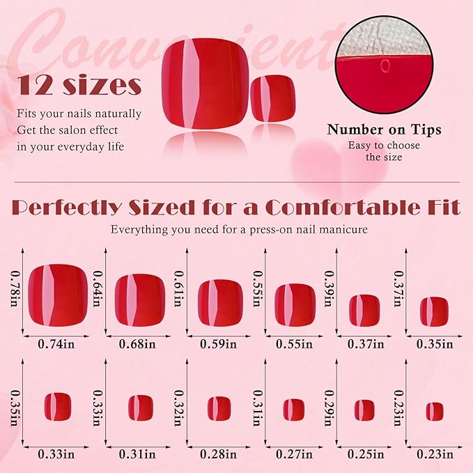 AddFavor Press on Toenails for Women, 576pcs Toe Nail Press ons Short Square Fake Toenails Acrylic Toe Nails Press on 24 Colors for Women