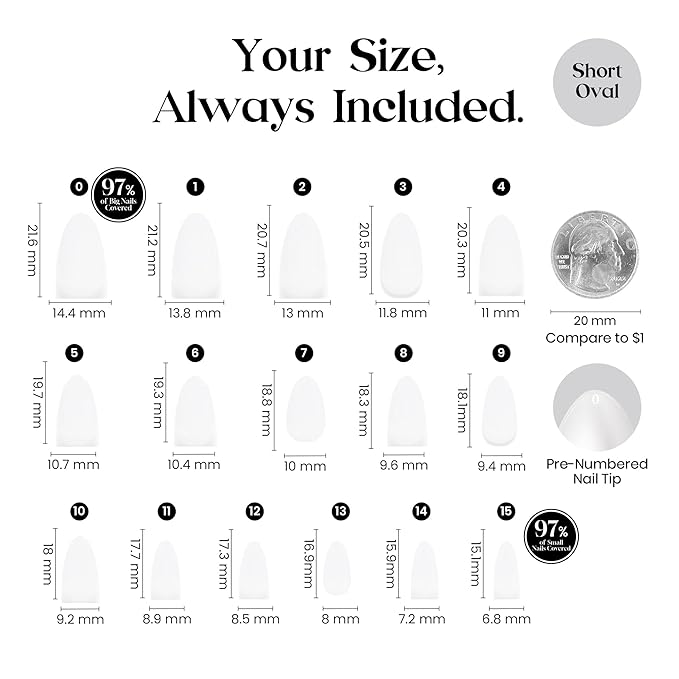 Beetles Natural Milky White Nail Tips | 160PCS, 16 Sizes Short Oval Nail Tips | Pre-Colored Full Cover Soft Nail Gel Fake Nails | Salon-Gel Look for DIY Manicure