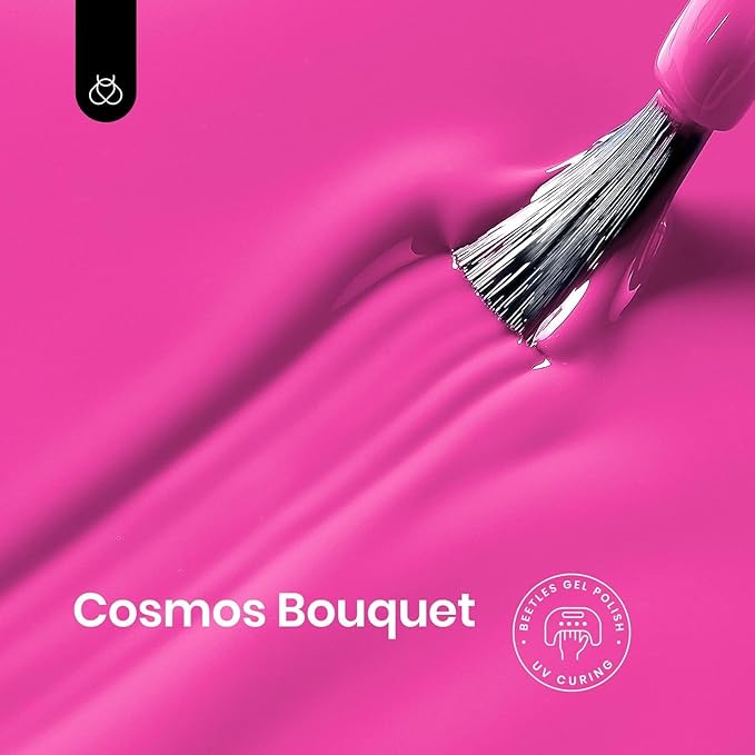 Beetles Pink Gel Nail Polish - Cosmos Bouquet Hot Pink Gel Polish, 15ML/0.51Fl Oz Soak Off UV LED Lamp Neon Nail Art, Long-Lasting Manicure Salon DIY Home Spring Nails - Gifts for Her