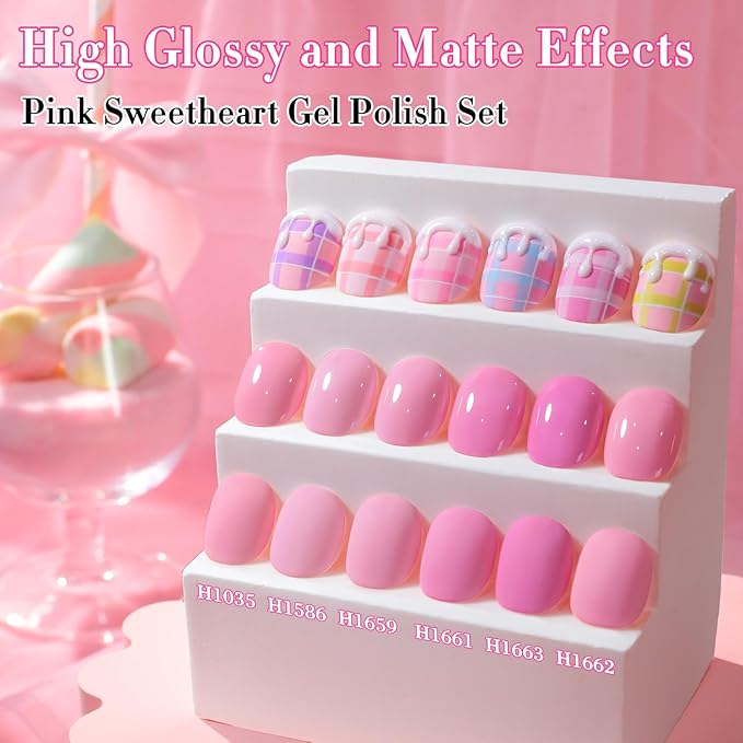 Double Rhythm 6 Pcs Hema Free Gel Polish Set 0.50 OZ Same Color Same Bottle Soak Off Neutral Natural Milky Gel Polish Kit Nail Art Manicure Salon DIY at Home (Peach Pink Rose-H6-2)