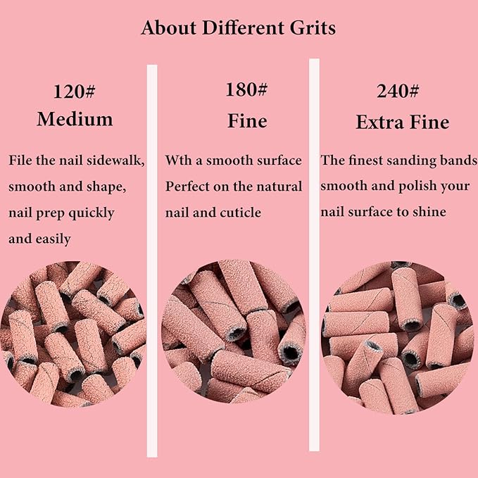 100pcs Small Nail Sanding Bands for Nail Drill,3.1mm Mini Nail Sanding Mandrel Bits 120 Grit Medium Nail File Bits for Acrylic Nails Gel Manicure Pedicure Nail Prep Salon Supplies,Pink