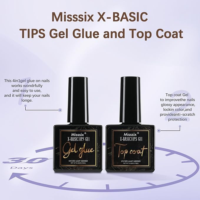 Misssix French Tip Press On Nails, 160Pcs French Gel Nail Tips Short Square, Soft Gel Fake Nails, X-BASIC Tips Starter Kit for Nail Art DIY 16 Sizes