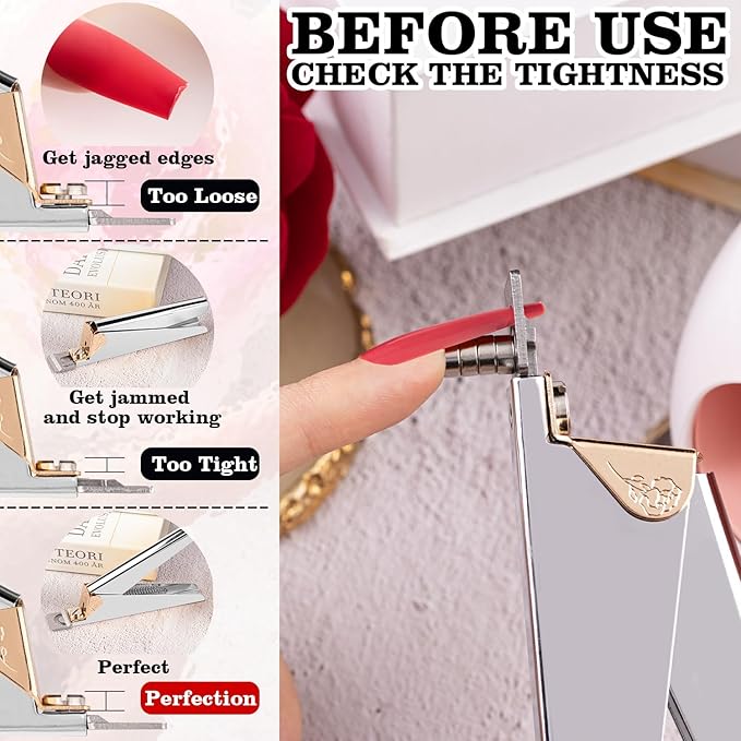 Silver Premium Nail Clippers with Magnet Sizers for Acrylic Nails, Professional Stainless Steel Fake False Nail Tip Clipper Cutter Trimmer, Manicure Tool for Salon Home Nail Art
