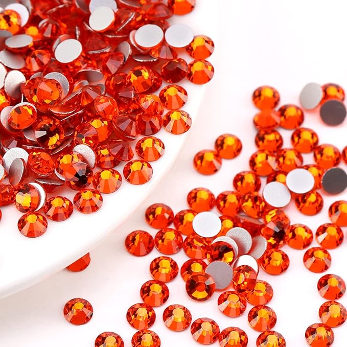 Novani Orange Rhinestones 1440pcs SS10 Glass Rhinestones Crystal Flatback Gemstones for Crafts Nails Makeup Bags and Shoes Decoration（SS10, Hyacinth）