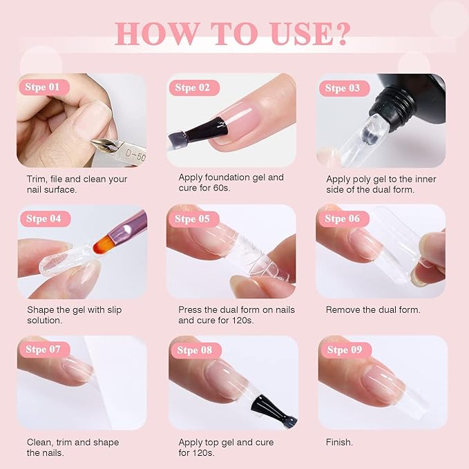 SAVILAND Hema-Free Large Clear Poly Gel: 100g Natural Nail Extension Poly Hard Gels For Starter Salon-Like Strengthener Long Lasting Poly Nail Gel for Beginner & Professional DIY at-Home
