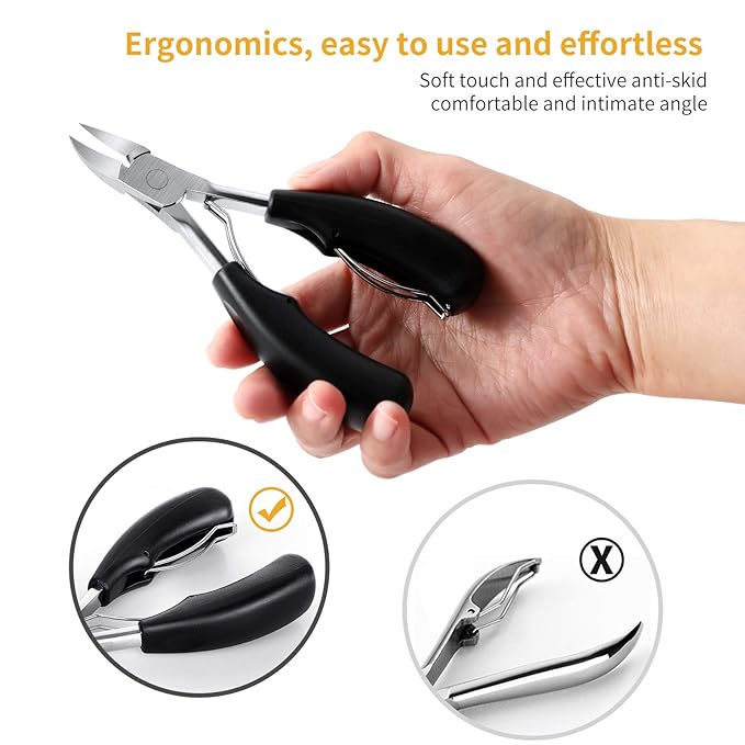 Toenail Clippers, Medical Grade Toe Nail Trimmer, Nail Clippers for Thick Nails or Ingrown Toenail Tool, Stainless Steel Sharp Pedicure Toe Nail Clippers Adult. (Black)