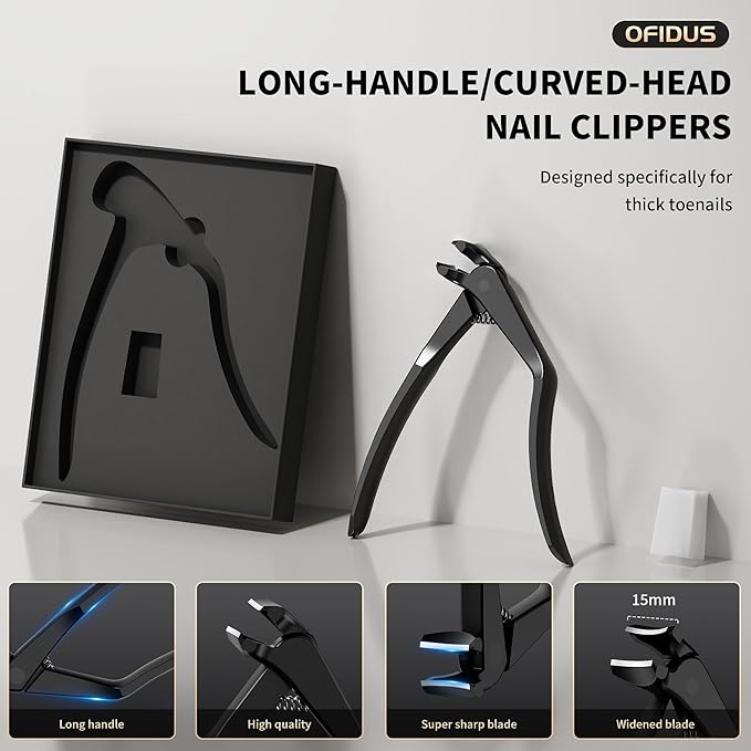 Long Handle Toenail Clippers for Seniors Curved Head Toe Nail Clippers for Thick Nails for Elderly