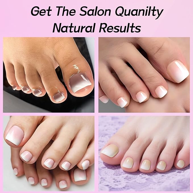216PC Ombre Press on Toenails for Women Fake Toe nail Press ons Acrylic Toe Press on Nails Set, Ombre Press on Toe Nails Press on Fake Toenails Press ons Acrylic Toe Nail Tips Kit&Glue Tab-A
