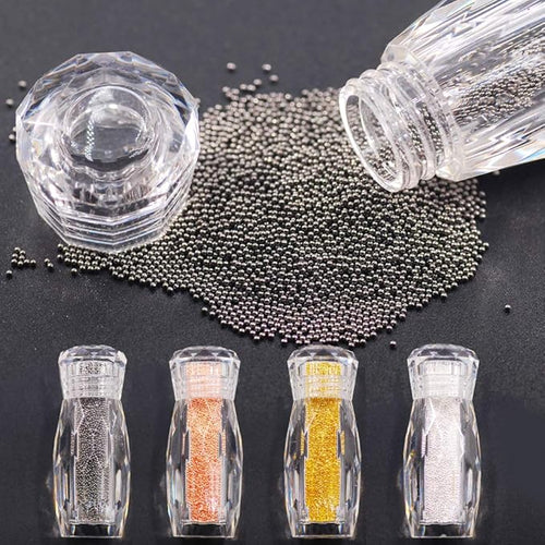 1.0MM Metallic Caviar Nail Beads The Shape Of Round For Nail Art Decoration 3D Metal Nail Ball Set Of 4
