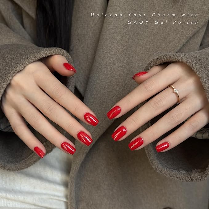 GAOY Red Gel Nail Polish, 16ml Soak Off Gel Polish, UV Light Cure for Nail Art DIY Manicure at Home, 1975 Prima Red