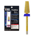 6.6mm Large Tapered Barrel 5-in-1 Nail Drill Bit, 3/32" Cross Cut Safety Tungsten Carbide Efile Bit for Fast Gel & Acrylic Removal, Two-Way Rotation, Nail Tech & Beginner Bit, Titanium, Medium