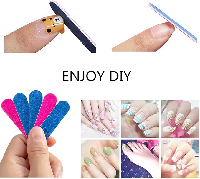 Mini Nail Files Bulk, 100 Pack 3.4 Inches Disposable Double Sided Emery Boards Manicure Pedicure Tools(10034)