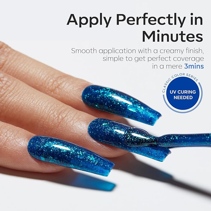 modelones Gel Nail Polish, 15 ML Chameleon Blue Gel Polish Holographic Nail Polish Blue Shimmer Rainbow Glitter Gel Polish Soak Off LED Winter Nail Art Gel DIY Salon Gift