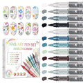 12 Colors Nail Art Pens Set, Nail Art Markers Polish Pens for Painting Nails, Acrylic Paint Drawing Painting Dotting Markers Pen Quick Drying Nail Art Design Manicure Tools 03 Gray