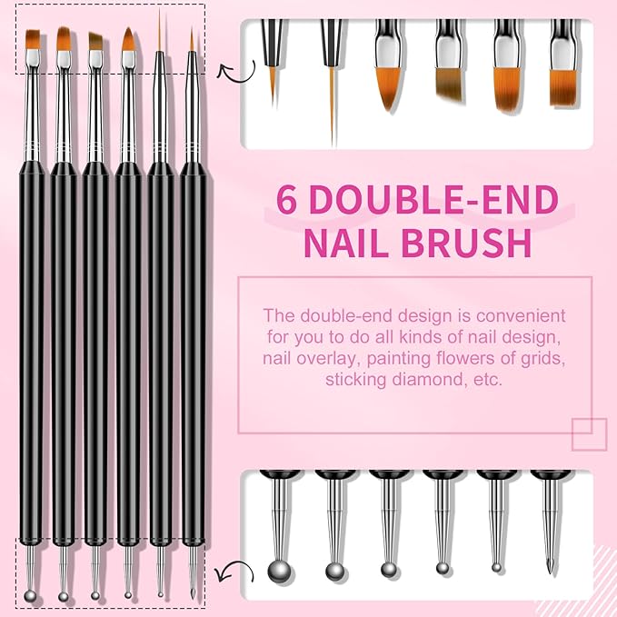 SAVILAND LED & U V Builder Nail Gel with 6pcs Double-End Nail Art Tools Professional Nail Art Kit