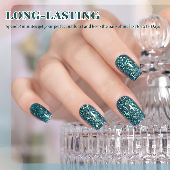 RARJSM Dark Blue Reflective Glitter Gel Nail Polish Holographic Rainbow Iridescent Sparkle Flash Diamond Shimmer LED UV Soak Off Gelpolish Nail Art Manicure Salon DIY at Home 1pcs 7.5ml