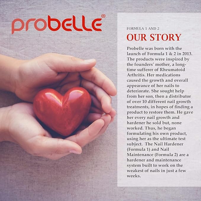 Probelle Nail Hardener Formula 1 - Repair Damaged Nails, Extra Strong Nail Growth Base Coat For Brittle Nails, Grows and Strengthens Soft, Weak Nails, Aids Splitting, Breaking, Peeling Nails
