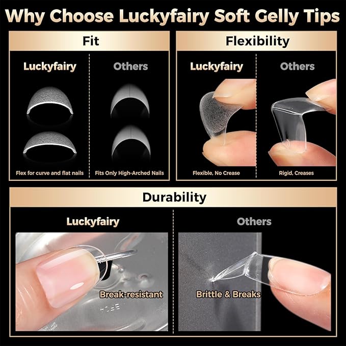 Short Oval Round Nail Tips: 504Pcs Tri-Layer Core Soft Gel Short Nail Tips Pre-shaped Oval Shape Half Matte Full Cover No Filed Clear Press on Nails Extension DIY Salon 12 Sizes