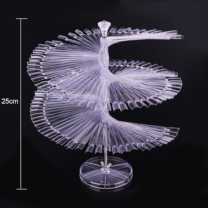 Yimart 120 Sticks Nail Art Color Chart Display Stand Spiral False Nails Display Shelf Practice Tools For Solon Nails Polish Gel Show (Clear)