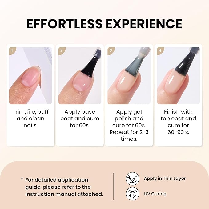 Beetles Nude Gel Polish, 15ml Jelly Neutral Nude Gel Nail Polish Set Translucent Effect Nail Concealer Soak Off UV Spring Summer French Nail Art Design Gift for Women