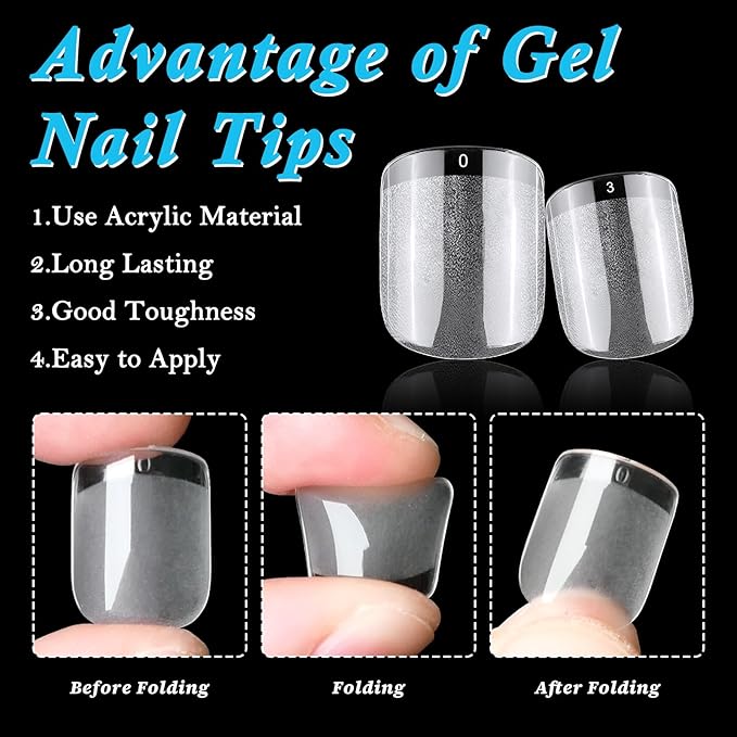LoveOurHome 600pc Extra Short Square Fake Nail Tips Clear Press on Nails Short Soft Gel Nail Tips Full Cover Square Acrylic Nails Tip XS Artificial False Fingernail for Gel Nails Extension