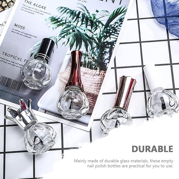 Beaupretty Glass Containers 6Pcs Empty Nail Polish Bottles Nail Container Nail Polish Dispensers with Brush Nail Art Supplies Nail Polish Holder