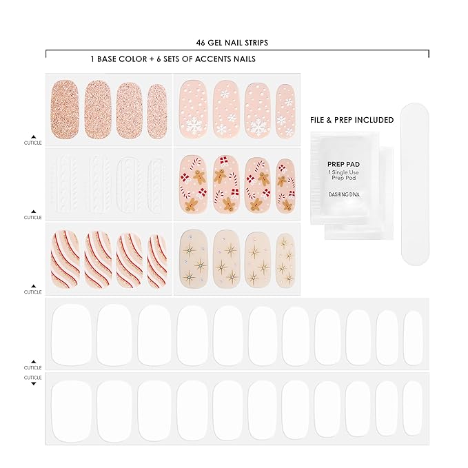 Dashing Diva Gloss Kit - Ginger Me Up - UV Free, Chip Resistant, Long Lasting Gel Nail Stickers - 3-Piece Manicure Set - Contains 46 Wraps, 2 Prep Pads, 1 File