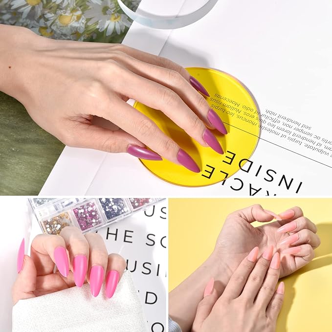 TsMADDTs Press On Nails Almond, 24 Colors 720 pcs Short Fake Nails with Glues, Stickers, Tweezer for Women