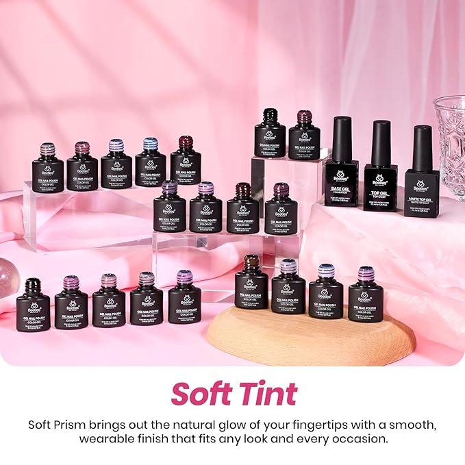 Beetles Soft Tint Jelly Gel Nail Polish Set - 23PCS 20 Colors Jelly Nude Pink Milky White Purple Brown Red Sheer Translucent Base Coat Glossy Matte Top Coat French Nail Art Gift Manicure for Women