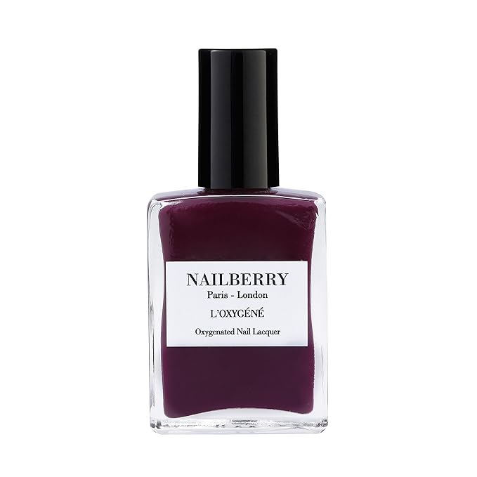 Nailberry L'Oxygéné Oxygenated Nail Lacquer | No Regrets | Rich Red Burgundy Opaque Nail Polish | UV Protected Long-Wear Nail Polish | 12-Free | Vegan | Certified Halal | Cruelty & Gluten Free | 15 ml