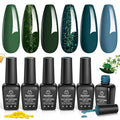 Beetles Green Gel Nail Polish Set - Boundless Forest Dark Green Gel Polish, 6 Colors Soak Off Uv LED Nail Lamp Gel Nail Kit Home DIY Manicure Nail Salon St Patrick Day