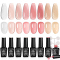Beetles Jelly Gel Nail Polish Set, 8 Colors Nude Pink Neutral Sheer Milky White Gel Polish Kit Translucent Effect Spring Summer French Nail Art Nail Concealer Soak Off UV Manicure Gift for Women