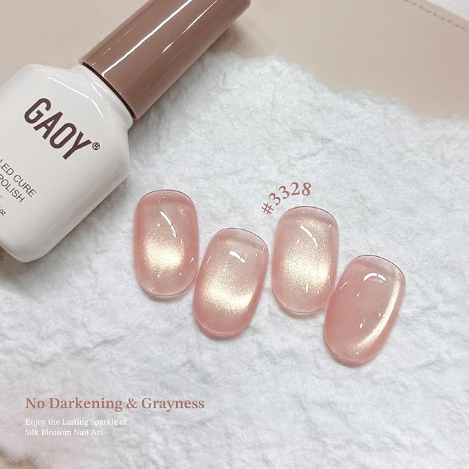 GAOY Cat Eye Gel Nail Polish Set with Magnet, Confetti Magnetic Nail Gel Neutral Nude Colors, Glitter Holography DIY Manicure